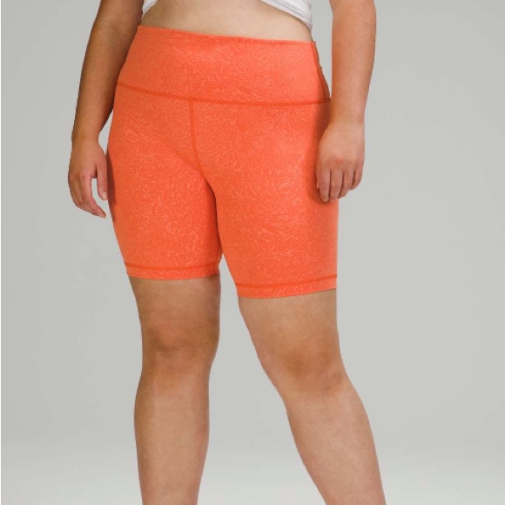 Lululemon wunder train high rise shorts size 10 crunch warm coral